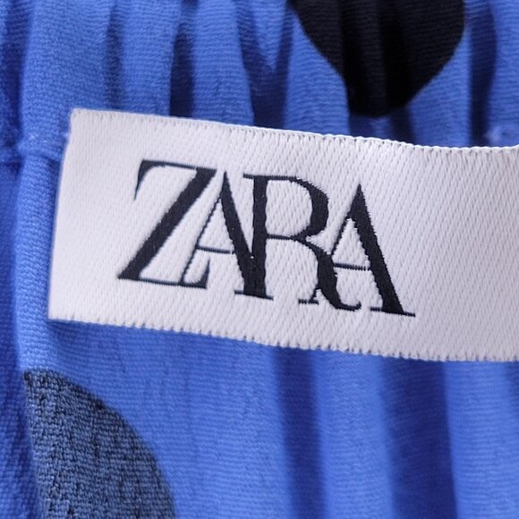 ZARA Blue Polka Dot Off The Shoulder Blouse, Size XS - Picture 4 of 7